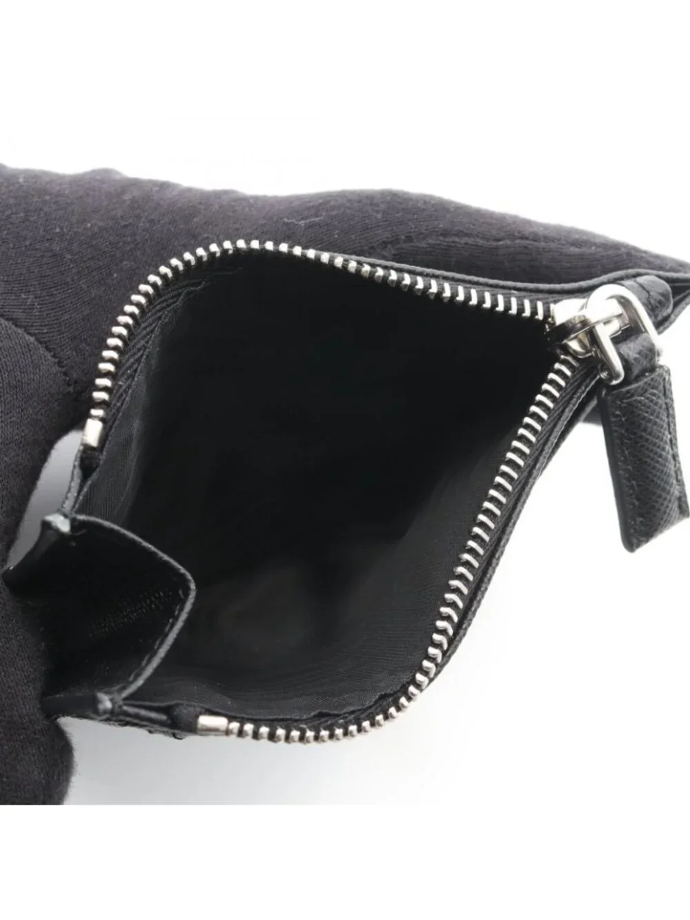 Prada Coin Purse Saffiano Triangle Card Slot Leather New